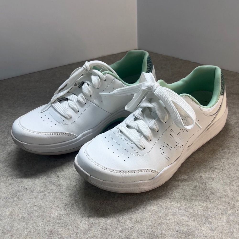 Ryka Womens‎ Athletic Courtside Pickleball Sneakers White Green Lace Up Size 7.5